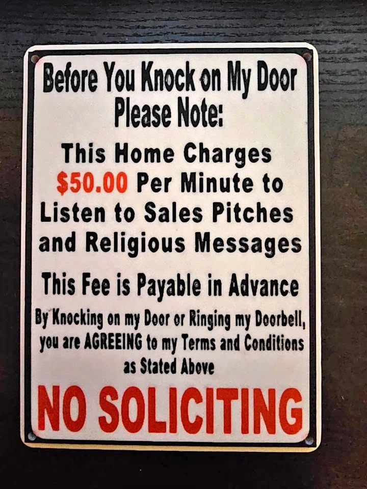 No Soliciting Sign