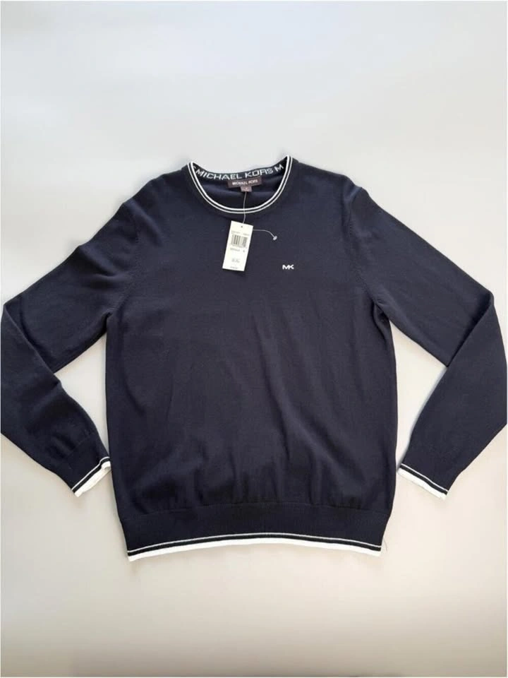 Michael Kors Knit Sweater Size M Black Crewneck Minimal Preppy - photo 2