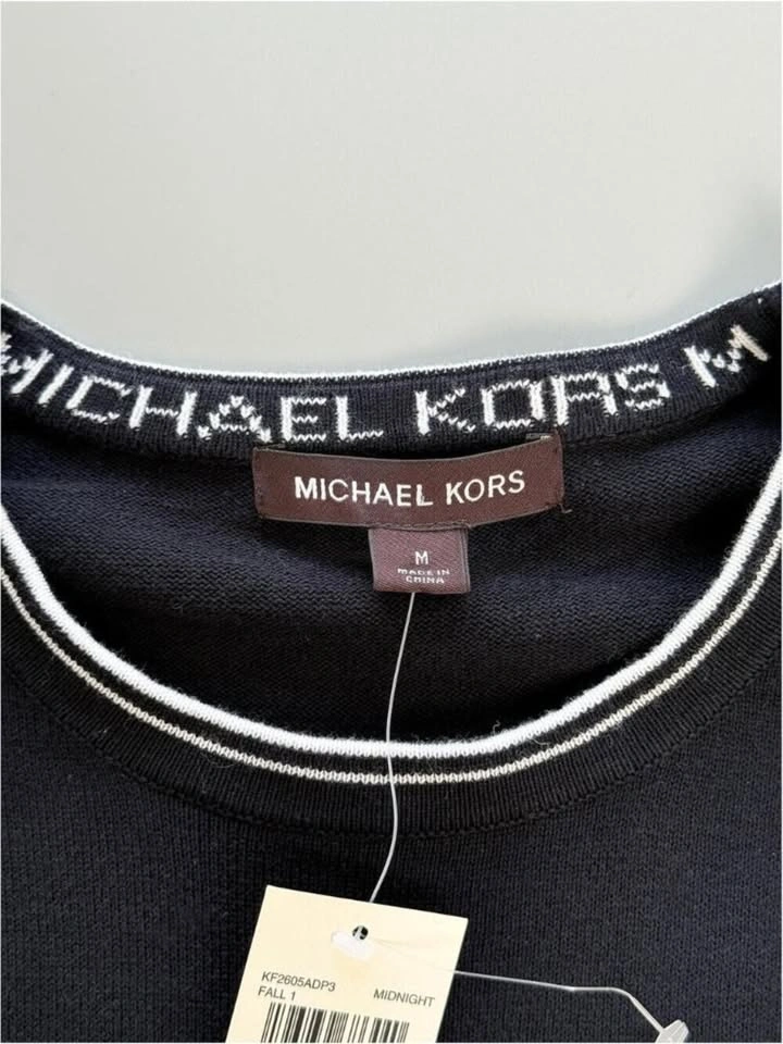 Michael Kors Knit Sweater Size M Black Crewneck Minimal Preppy - photo 5