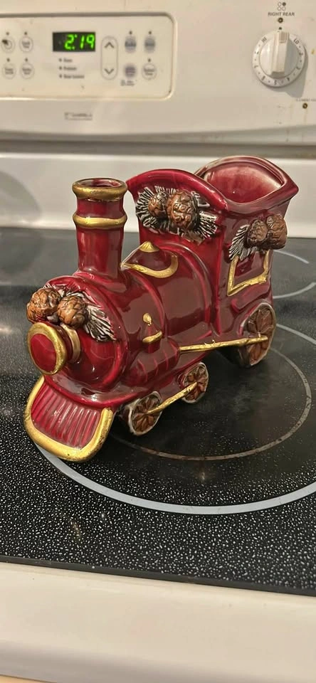 Vintage Ceramic Christmas Train Planter