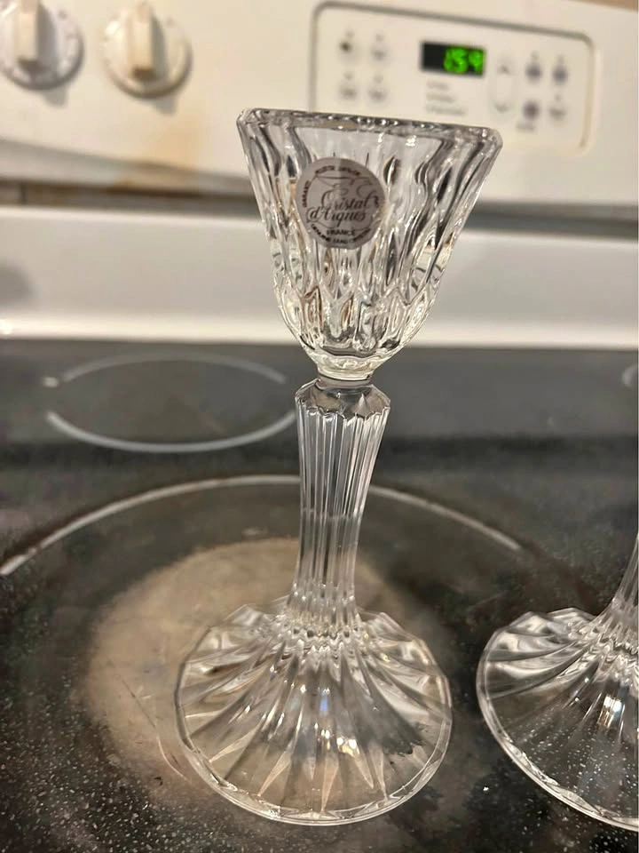 Cristal d'Arques France Lead Crystal Candlestick Holders