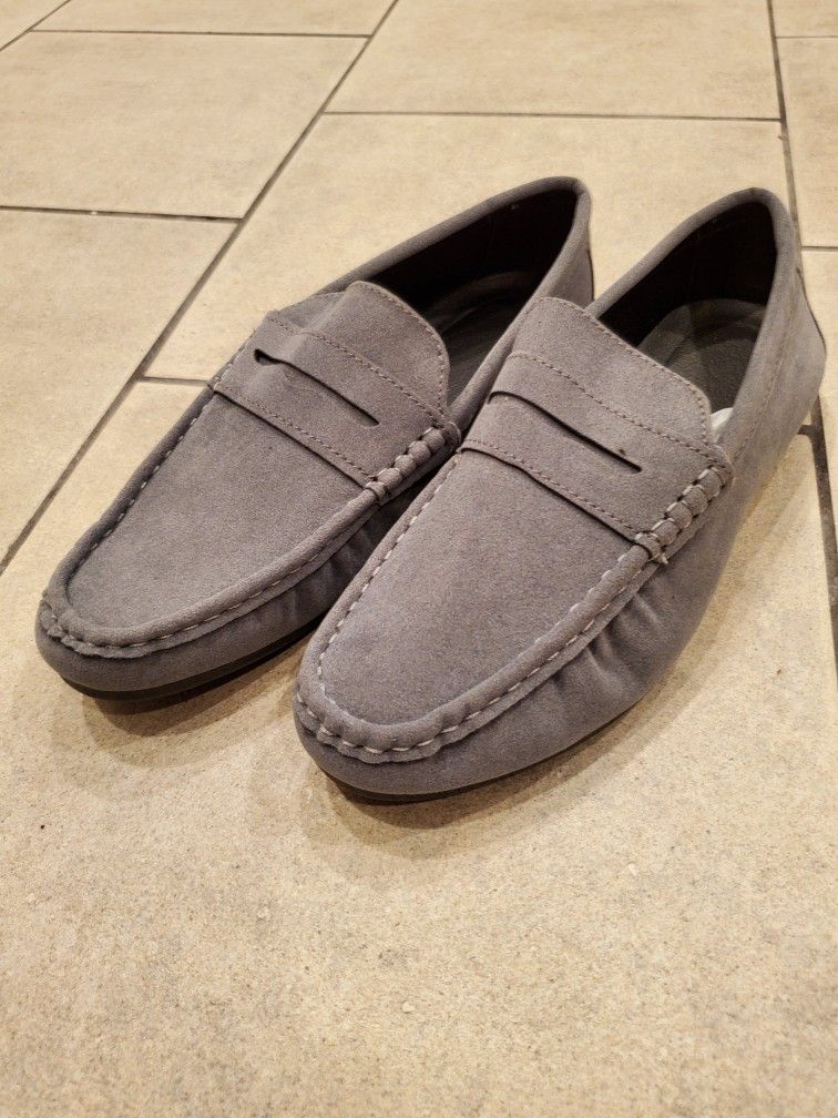 Men's Gray Suede Loafers - Size 8 - Brand New
