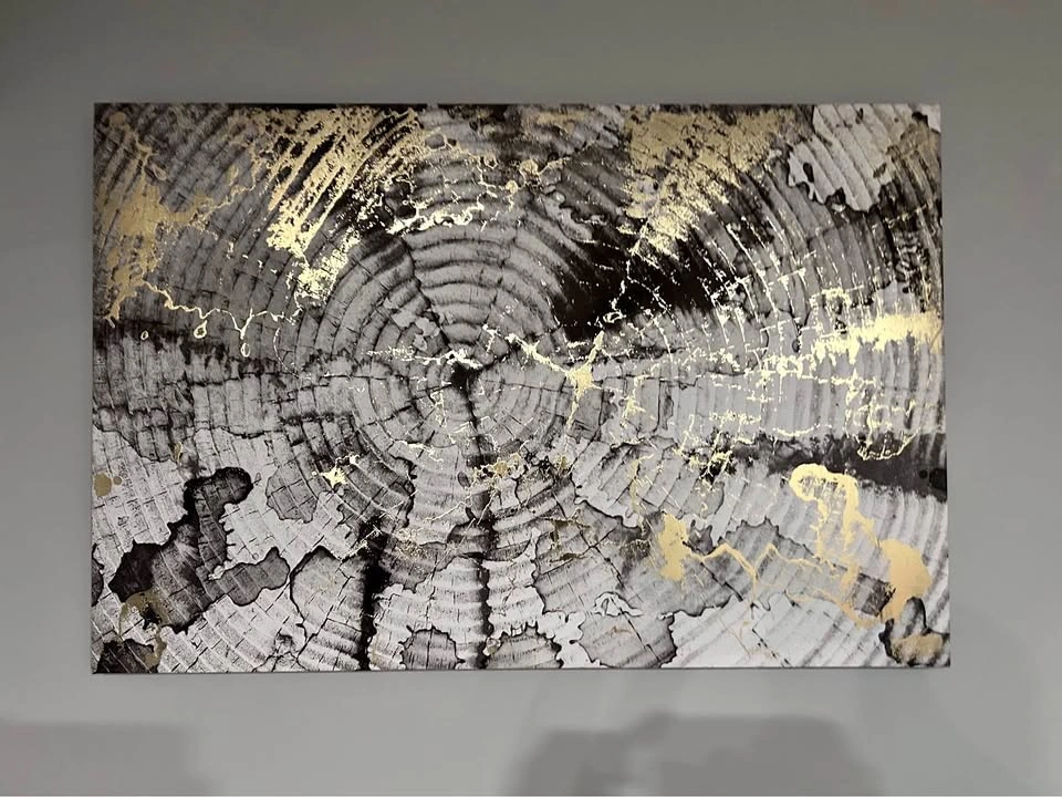 Modern Abstract Wall Art Canvas – Black, Grey & Gold