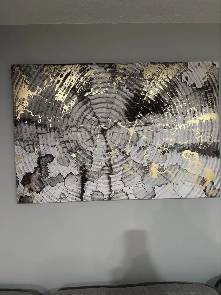 Modern Abstract Wall Art Canvas – Black, Grey & Gold - photo 2