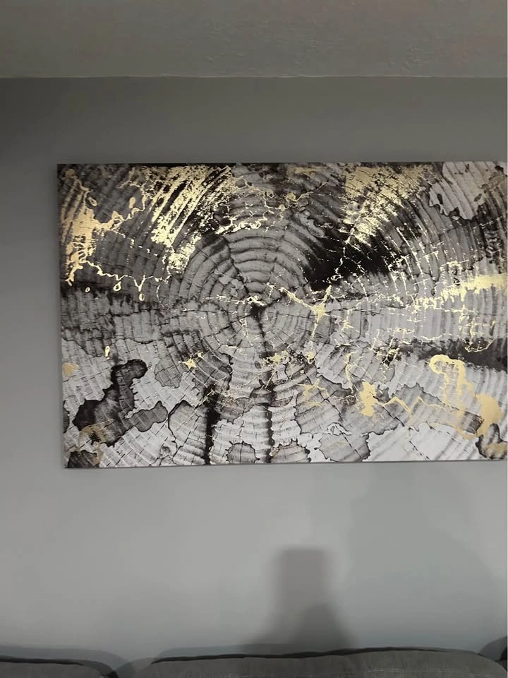Modern Abstract Wall Art Canvas – Black, Grey & Gold - photo 3
