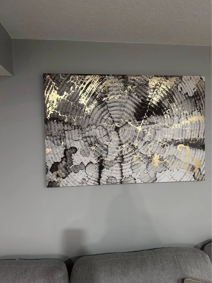 Modern Abstract Wall Art Canvas – Black, Grey & Gold - photo 4