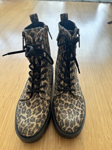 GUESS Women’s Size 6.5 Leopard Print Leather Combat Boots - photo 2