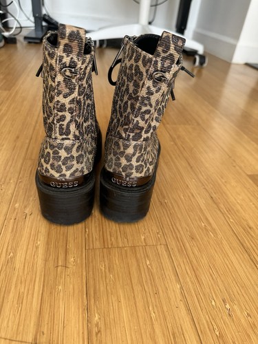 GUESS Women’s Size 6.5 Leopard Print Leather Combat Boots - photo 3