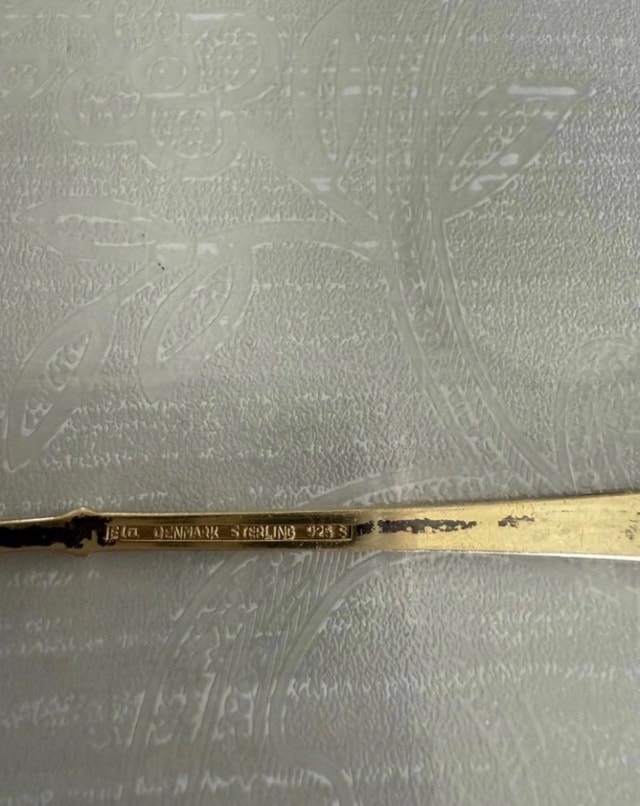 Signed Elo Denmark Sterling Silver Gilt Guilloche Spoons - photo 4