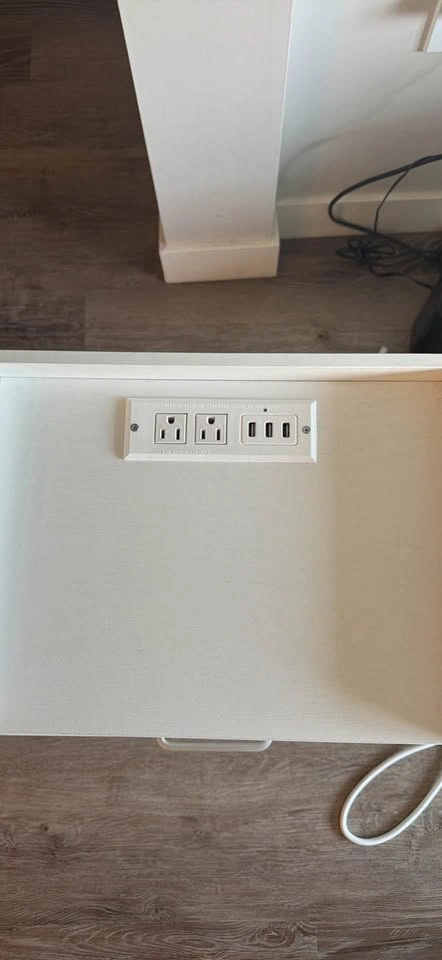 White Nightstand with Built-in USB & Power Outlets – $50 - photo 4