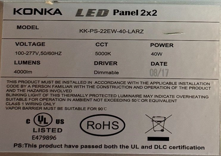 NEW - KONKA LED 2x2 Flat Panel Drop Ceiling Light 40W 4000K - 4P - photo 5