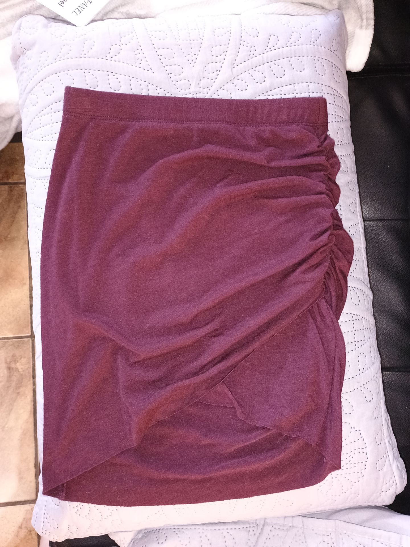 Vintage Forever 21 Burgundy Ruched Bodycon Skirt XS - photo 3
