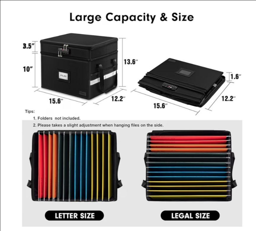 Fireproof File Organizer Box with Lock - photo 2