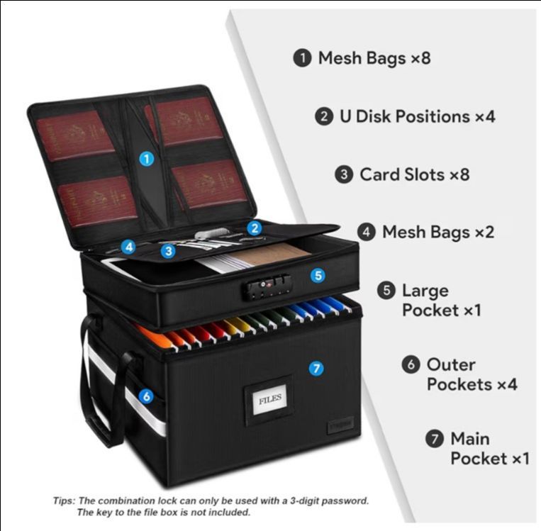 Fireproof File Organizer Box with Lock - photo 3