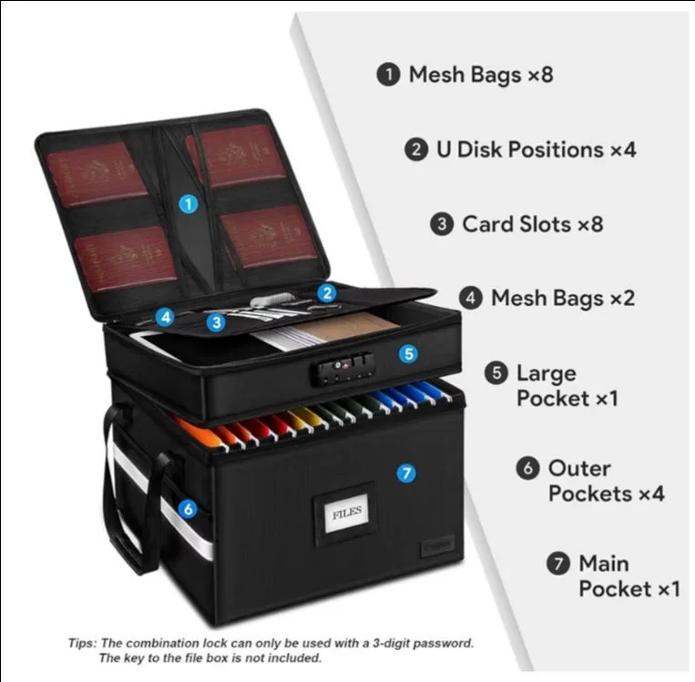 Fireproof File Organizer Box with Lock - photo 3