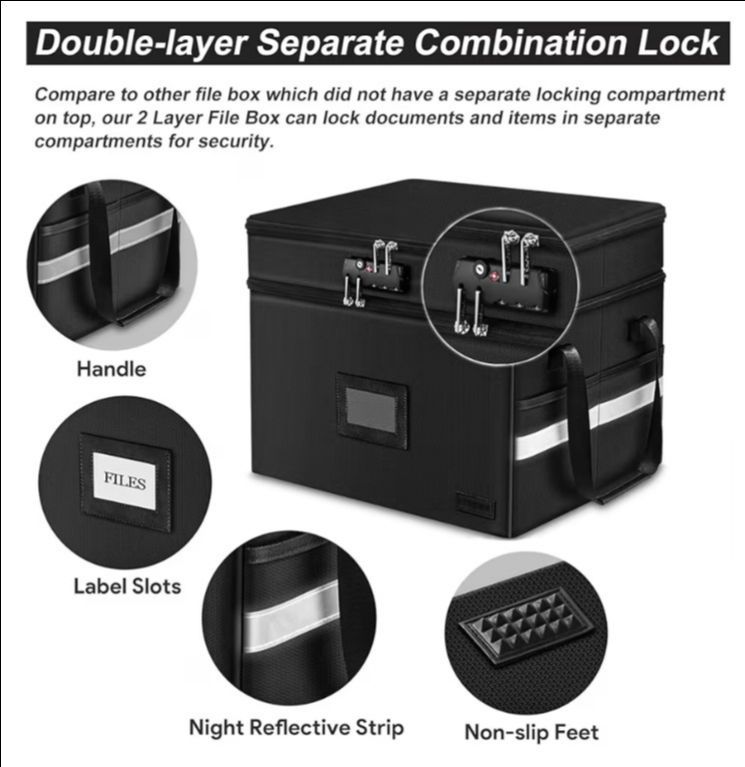 Fireproof File Organizer Box with Lock - photo 4