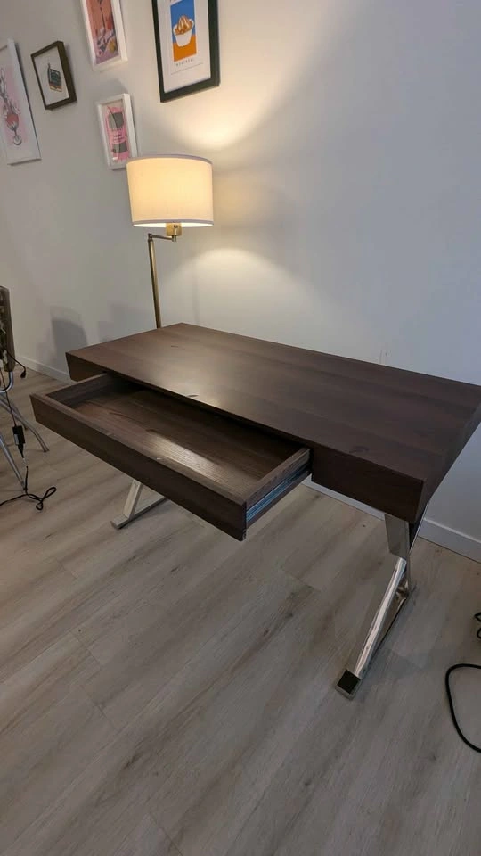 Office desk - Walnut with one drawer - 120cm wide - photo 2
