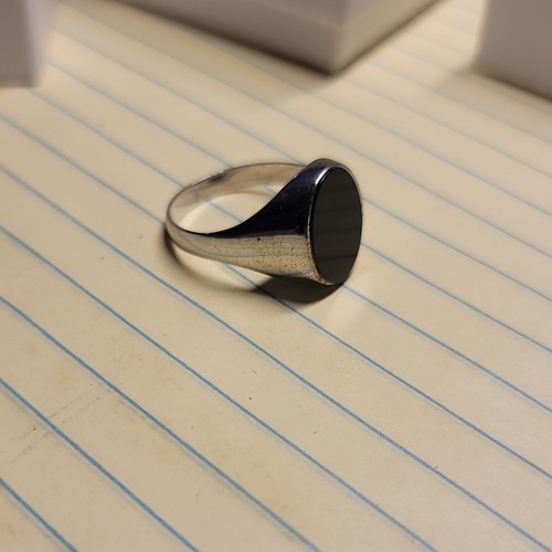 Handmade Italian Studio 925 Silver Men's Signet Ring Black Oval - photo 3