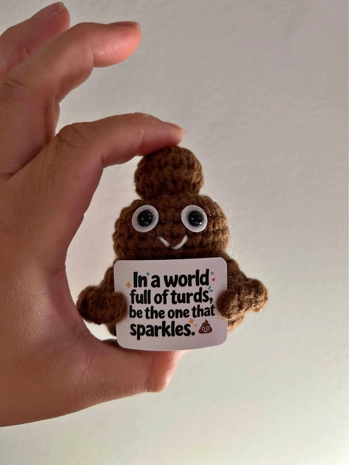 NEW Funny Crochet Poop with Positive Sign