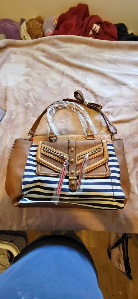ALDO Striped Satchel Handbag