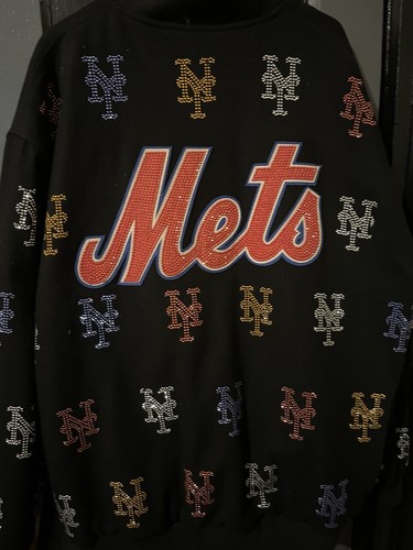 NY METS Wool Jacket . Rhinestone Jacket . Size 2XL