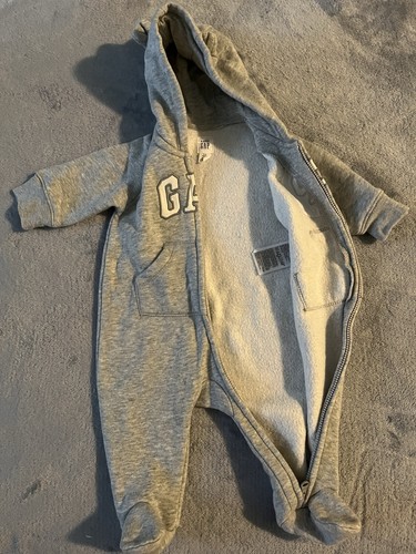 Baby GAP Navy Blue One Piece Sweatshirt Bunting Outfit 0-3M - photo 3