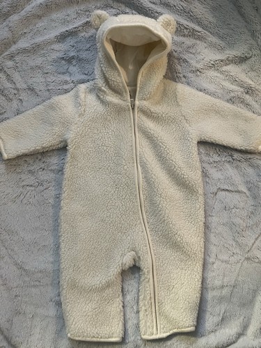 Baby GAP 3-6Months Sherpa One Piece Winter Hooded Bear Zip Up