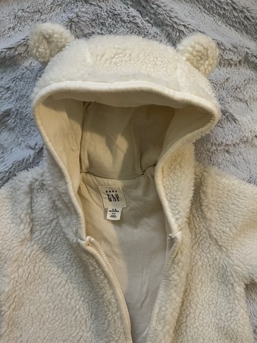 Baby GAP 3-6Months Sherpa One Piece Winter Hooded Bear Zip Up - photo 4