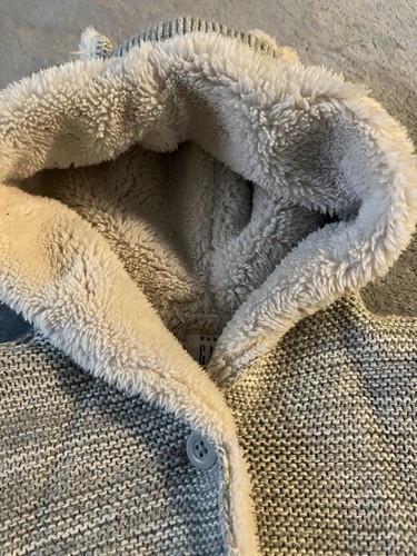 Baby Gap Boys Girls 3-6 Months Gray Sherpa Lined Bear Hooded Swe - photo 4