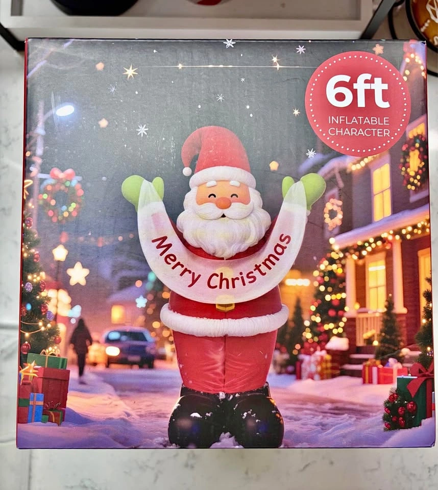 6ft Inflatable Santa- Merry Christmas - NEW In Box