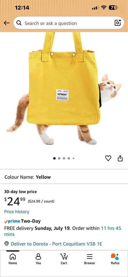 Petmoki "Funny Cat Bag" Canvas Carrier – Brand New - photo 2