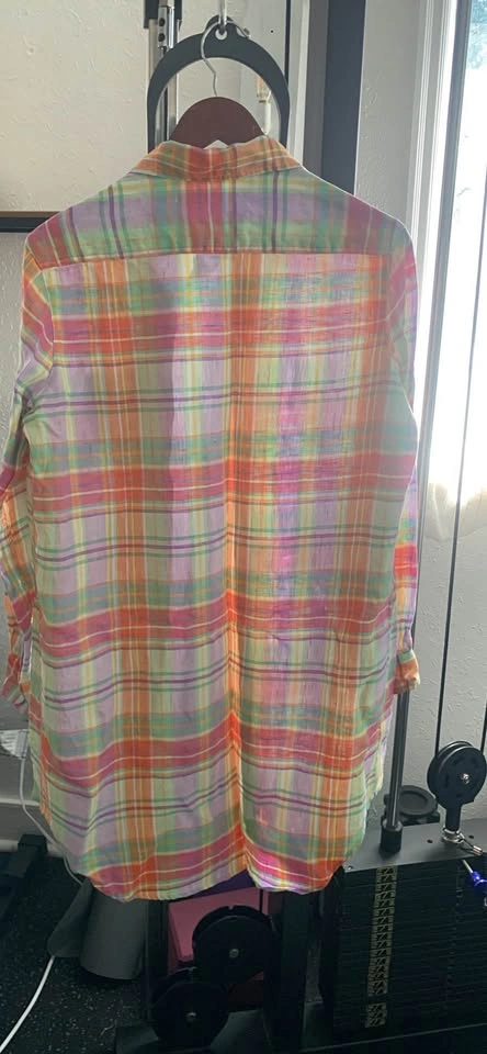 Boho chic: oversized Plaid Button Down Shirt rare purple hat - photo 3