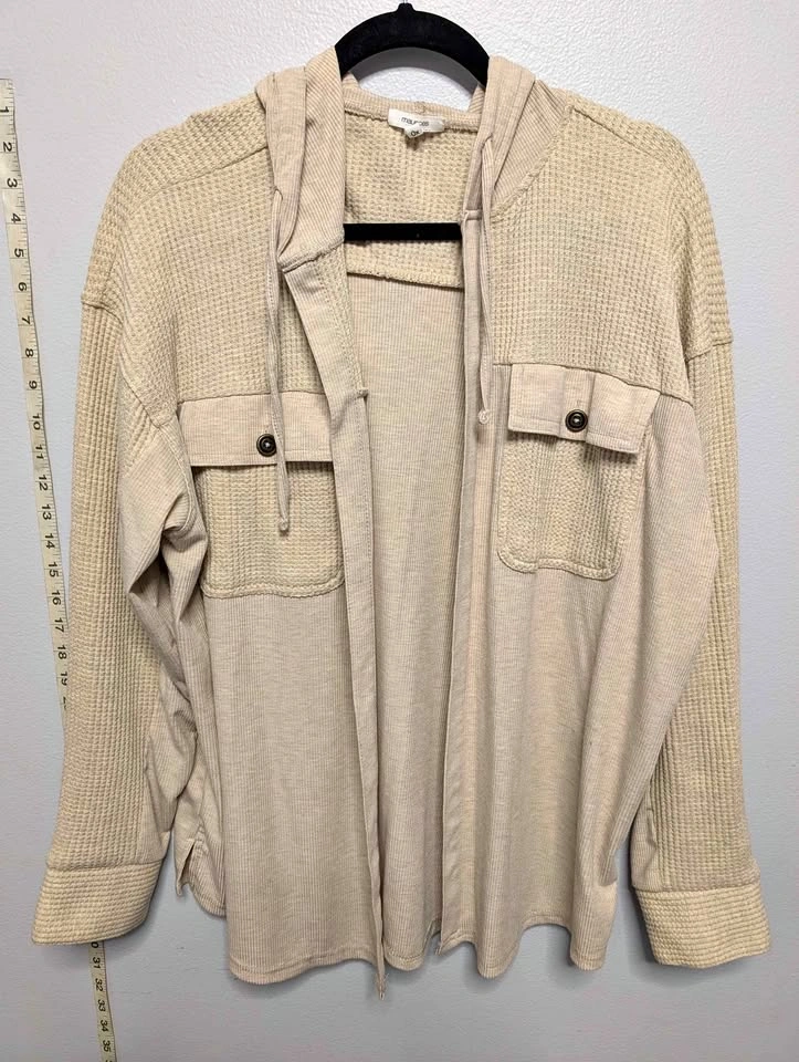 Waffle Knit Hooded Shacket size 0X