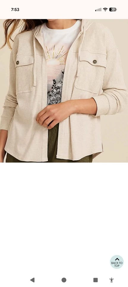 Waffle Knit Hooded Shacket size 0X - photo 2