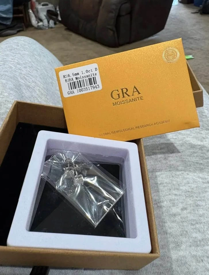 Moissanite Earrings 925 Sterling Silver with GRA Certificate - photo 2