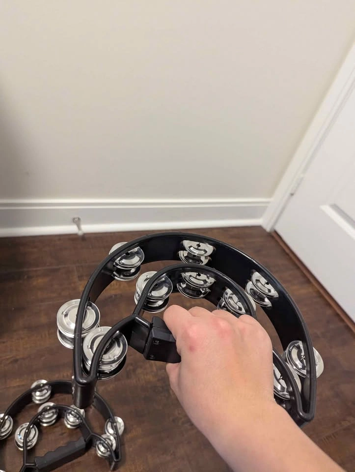 Two black coloured tambourines - photo 3