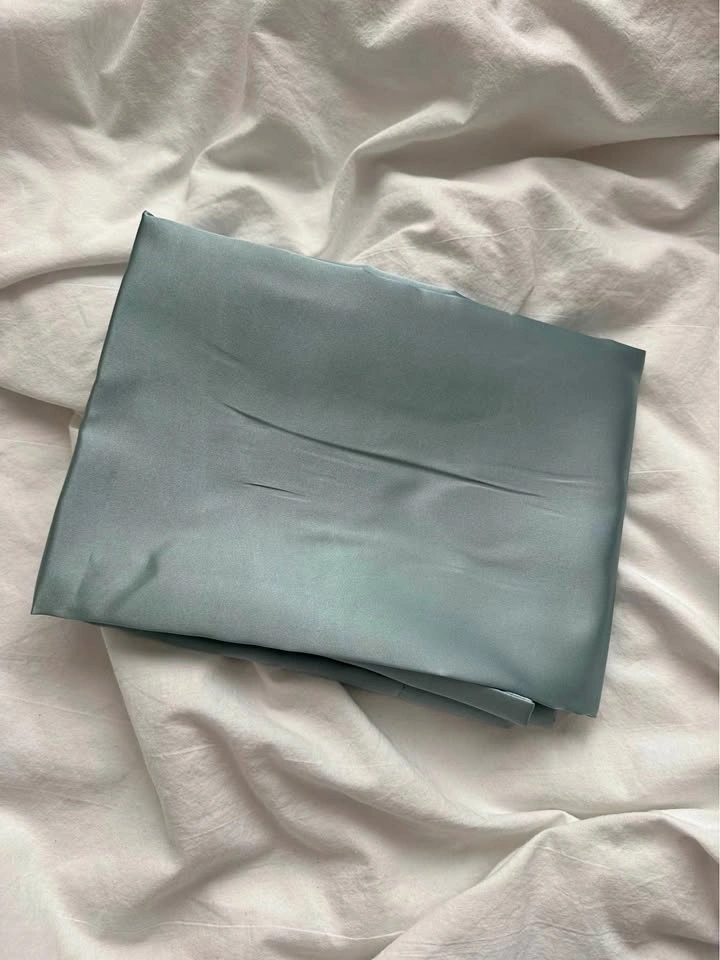 Light Blue Satin Pillowcases x2