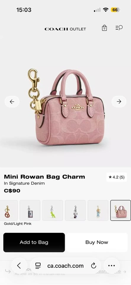 Coach Mini Rowan Bag Charm - Pink Denim - photo 5