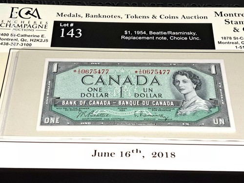 1954 Bank of Canada $1 *I/O Replacement Note Beattie/Rasminsky - photo 4