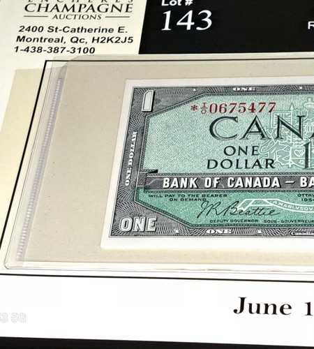 1954 Bank of Canada $1 *I/O Replacement Note Beattie/Rasminsky - photo 5