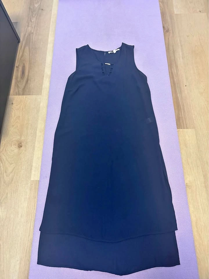Calvin Klein Navy Blue Sleeveless Layered Maxi Dress