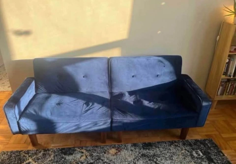 Navy Blue Velvet Futon Sofa - photo 3