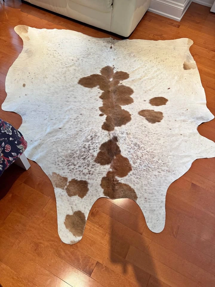 Brown and White Speckled Cowhide Rug