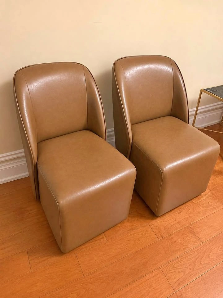 Modern Faux Leather Accent Chairs – Set of 2 – Excellent Conditi