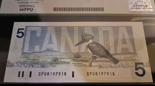 1986 Bank of Canada $5 4-Digit Radar Note, 1979 Legacy 66 PPQ