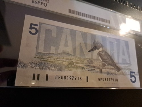 1986 Bank of Canada $5 4-Digit Radar Note, 1979 Legacy 66 PPQ - photo 4