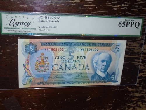1972 Bank of Canada $5 Lawson-Bouey Note, Legacy Graded, XA