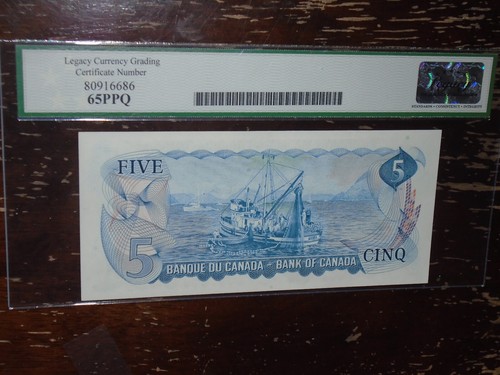 1972 Bank of Canada $5 Lawson-Bouey Note, Legacy Graded, XA - photo 3