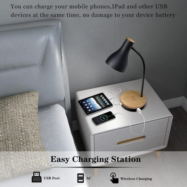 Metal Desk Lamp Wireless Charging Table Lamp - Brand New image indicator(4)