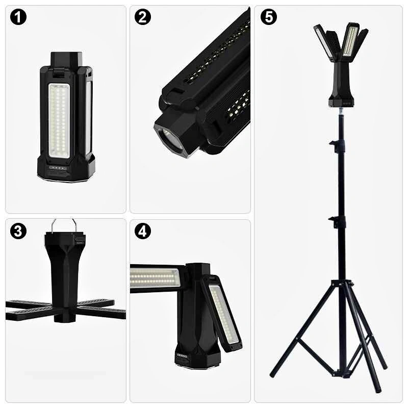 Foldable LED Camping Work Light with Tripod Stand